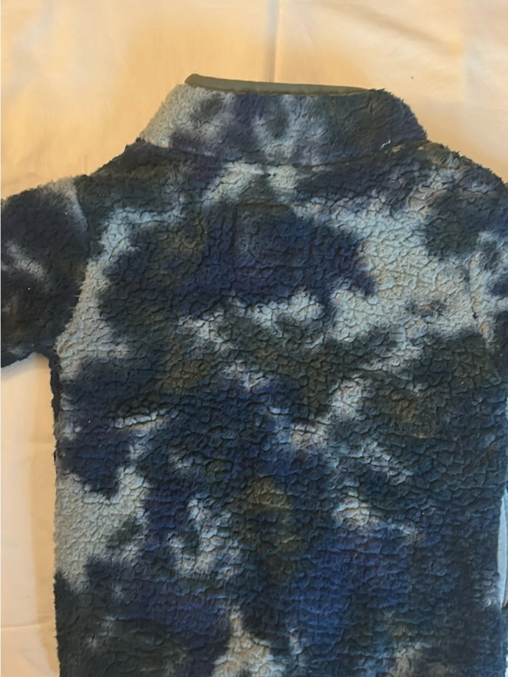 OshKosh B'gosh Navy and Light Blue Tie-Dye Sherpa Jacket with Olive Pocket